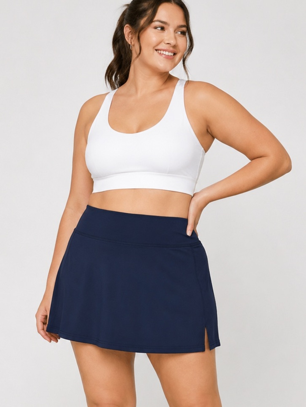 Ekouaer Navy Athletic Golf Tennis Skort With Built In Shorts NWT
